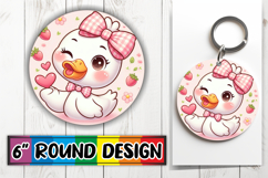 Whimsical Circle Keychain Design, Cute Goose Product Image 1