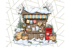 Cozy Christmas Market Stall Clipart PNG, Holiday Art Png Product Image 2