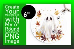 Watercolor Eerie Round Keychain Design Halloween PNG Product Image 1