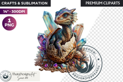 Cute Baby Dragon in a egg Clipart, dragon egg, Fantasy PNG Product Image 1