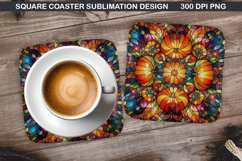 Pumpkin Coaster Sublimation, Halloween Coaster PNG Design Product Image 1
