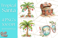Tropical Santa Clipart Beach Christmas Clip Art Holiday PNG Product Image 1