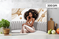 Afro Girl/Woman Melanin braided hair Cutting Board PNG Desig Product Image 1