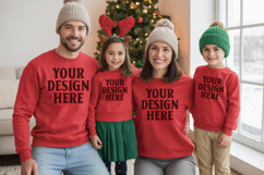 Christmas Family Matching T-Shirt Mockups | Holiday Group Product Image 1