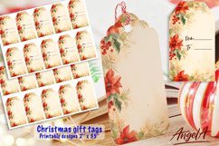 Merry Christmas printable gift tags, retro floral tags Product Image 1