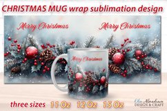 Beautiful festive Christmas wrap design for sublimation on 11Oz, 12Oz and 15Oz MUGS with cute watercolor patterns.