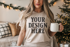 Comfort Colors 1717 Ivory Christmas T-Shirt Mockup, Boho Product Image 1