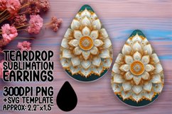 Charming Teardrop Earrings Design for Sublimation , Mandala Product Image 1