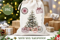 Boho Christmas Tree Santa Sack Template, Merry Christmas Bag Product Image 1