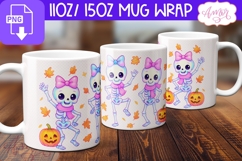 Halloween Season mug wrap PNG, Cute Skeleton mug PNG Product Image 2