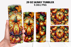 Pumpkins Skinny Tumbler 20oz Wrap Design, Halloween Tumbler Product Image 1