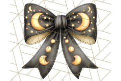 Muted Halloween Bow Clipart, Fall Ribbon PNG Autumn Hair Bow Product Image 2