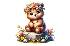 Cute Bear Spring Clipart, Spring Sublimation PNG Product Image 1