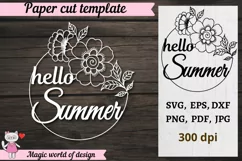 Hello Summer Papercut SVG, cut file for cricut or silhouette Product Image 1
