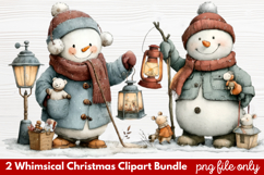 2 Whimsical Christmas Clipart | Cute Festive Holiday PNG Product Image 1