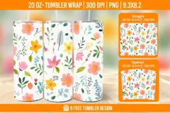 Cute Flower Seemless Tumbler Wrap Designs, Sublimation Wrap Product Image 1