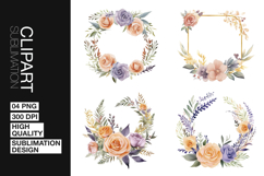 Floral Wreath Frame Clipart PNG Product Image 1