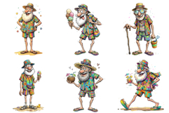 Whimsical Summer Beach Grandpa Clipart Product Image 9