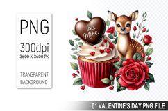 Cupcake With Deer, Valentine&#039;s Day Clipart PNG File Product Image 1
