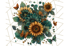 Sunflower and Butterfly PNG Clipart, Bright Jewel Tones Png Product Image 2