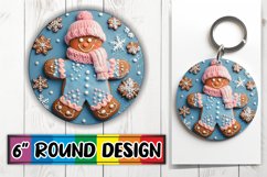 3D Christmas Gingerbread Man Round Design Keychain Product Image 1