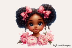 Cute Black Girl with Flower Clipart PNG Product Image 1