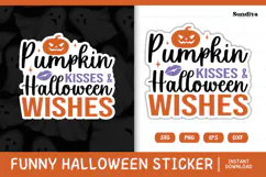 Funny Halloween Sticker | Pumpkin Kisses & Halloween Wishes Product Image 1