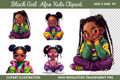 Black Girl Png Afro Kids Clipart PNG Product Image 1
