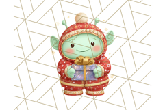 Alien Christmas Clipart, Cute Outer Space Holiday PNG Product Image 2