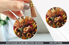 Flower Keychain Sublimation - Autumn Keychain PNG Design Product Image 1