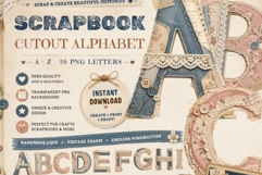 Scrapbook Cutout Alphabet PNG Bundle | Vintage Fabric Product Image 1
