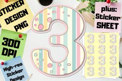 Watercolor Numbered Joy Sticker Sublimation Product Image 1