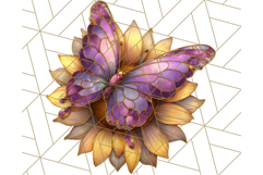 Stained Glass Butterfly and Sunflower PNG Clipart Product Image 2