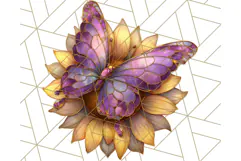 Stained Glass Butterfly and Sunflower PNG Clipart Product Image 2