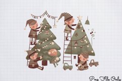 Cute Pink Christmas Watercolor Clipart PNG Product Image 1