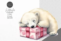 Christmas clipart, Polar bear clipart, Winter sublimation Product Image 1