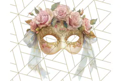 Vintage Garden Masquerade Floral Eye Mask PNG Clipart Product Image 2