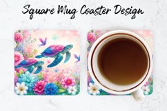 Turtle Mug coaster | Coaster | Sublimation Design Product Image 1