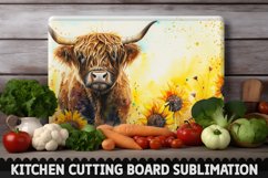 Highland Cow With Sunflowers Cutting Board Product Image 1