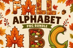 Fall Alphabet PNG Bundle | Autumn Letters A-Z | Harvest Product Image 1