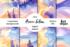 Aura Glow Pastels Digital Paper Watercolor Seamless Pattern Product Image 1