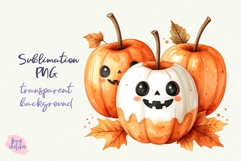 Caramel Apple PNG Halloween Ghost Cafe Clipart Sublimation Product Image 2