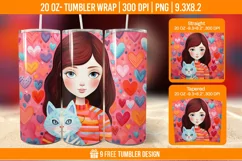 3D Cute Cat Tumbler Wrap Designs, Sublimation Wrap Product Image 1