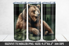 Bear Skinny Tumbler 20oz Wrap Design, Animal Tumbler Wrap Product Image 1