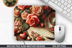 Rose Flower Mouse Pad, Valentine Mouse Pad PNG Design Product Image 1