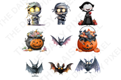 Whimsical Gothic Halloween Clipart - Creepy Cute Watercolor Product Image 5