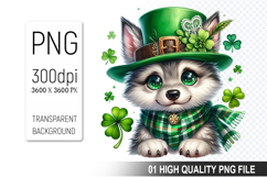 St. Patrick’s Day Fox with Hat Clipart, Shamrocks PNG Product Image 1