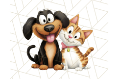 Dog and Cat Friends PNG, Cute Pet Clipart, Funny Animal Art Product Image 2