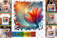 LUMINOUS Sublimation TSHIRT PNG, 3D Flower Product Image 1