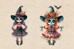 Watercolor Halloween Zombie Doll. PNG sublimation Product Image 3